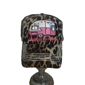 KB ETHOS Vintage Happy Camper Adjustible Animal Print Ball Cap OSFA